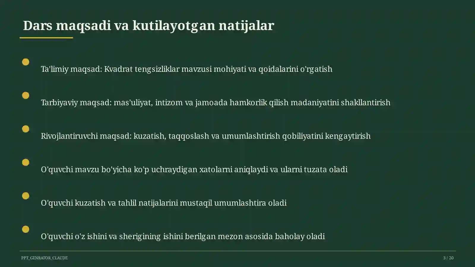 Kvadrat tengsizliklar (9-sinf) 3