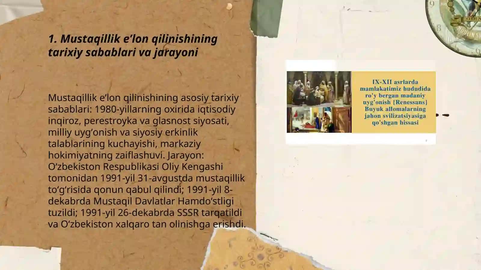 Mustaqil Oʻzbekiston Respublikasi tashkil topishining tarixiy ahamyati 3
