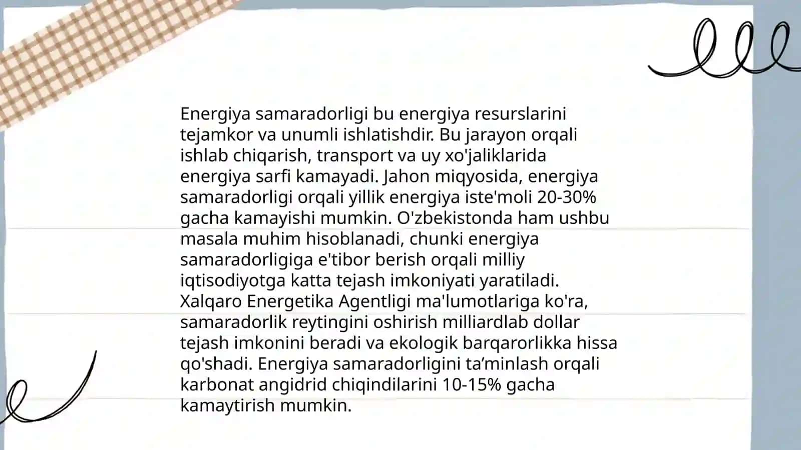 Iqtisodiyot energiya va resularni sarifini kamaytirish 3