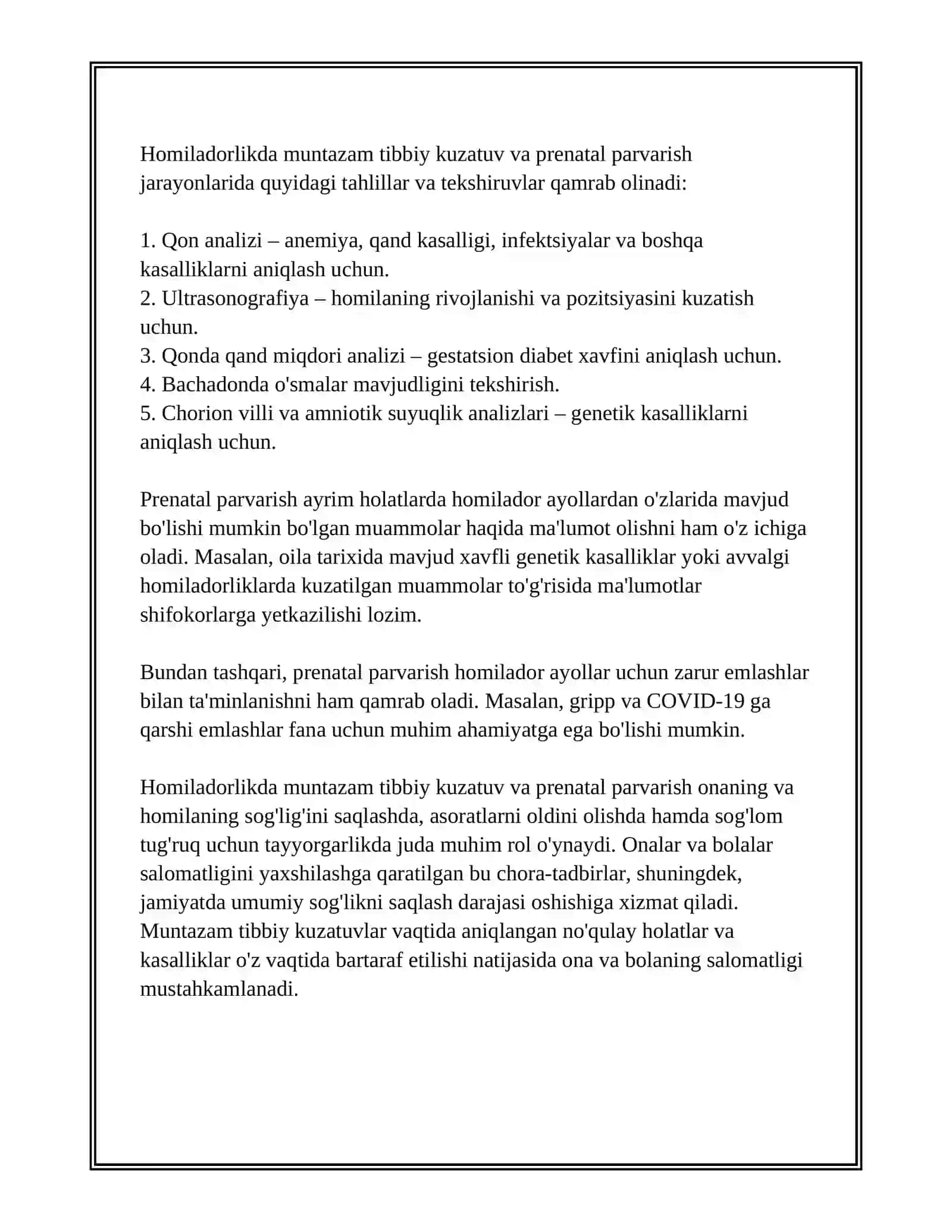ONALAR VA BOLALAR SOG'LIGINI MUHOFAZA QILISH 3