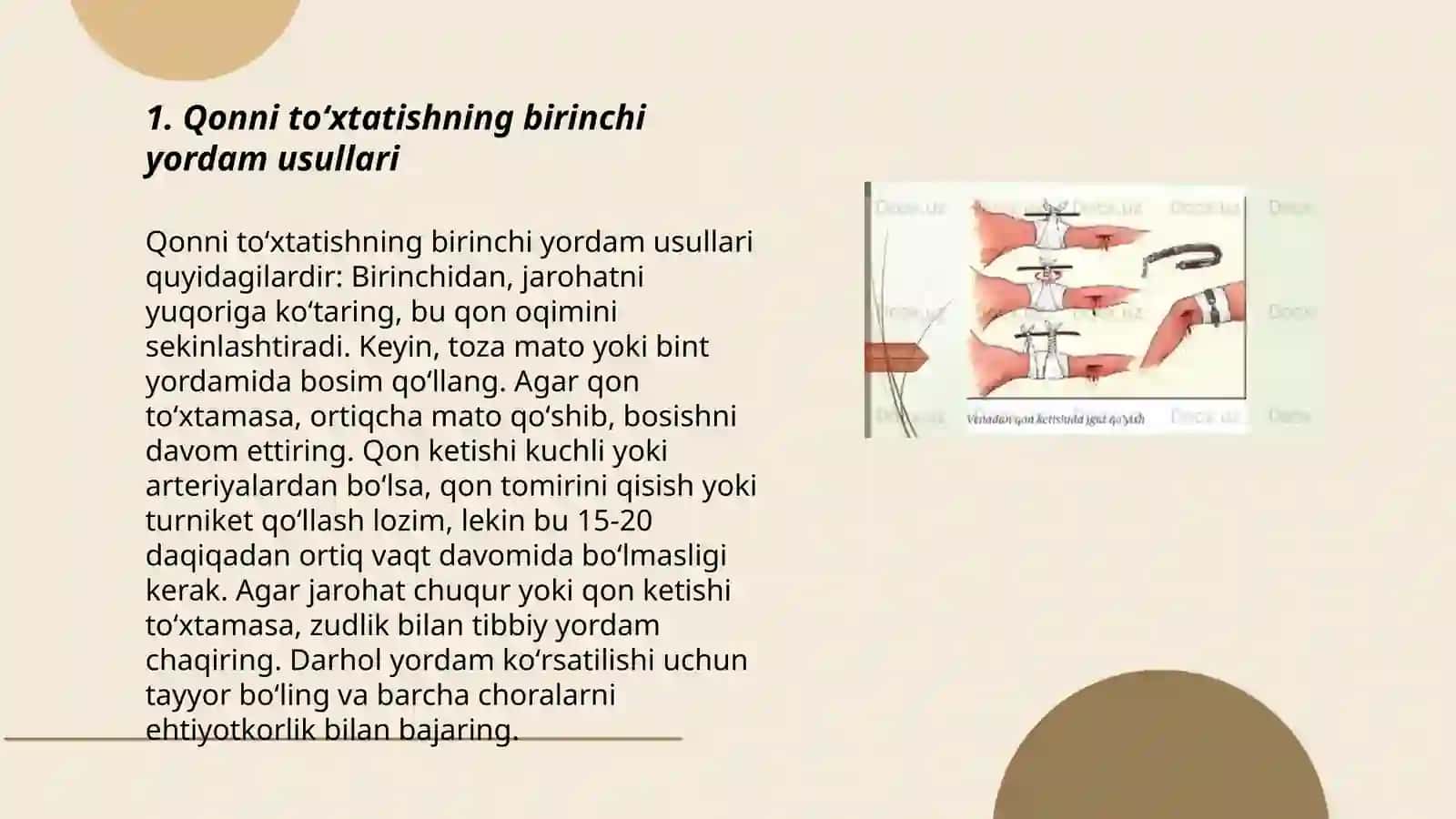 Qon ketishini vaqtincha va batamom toʻxtatish usullari 3