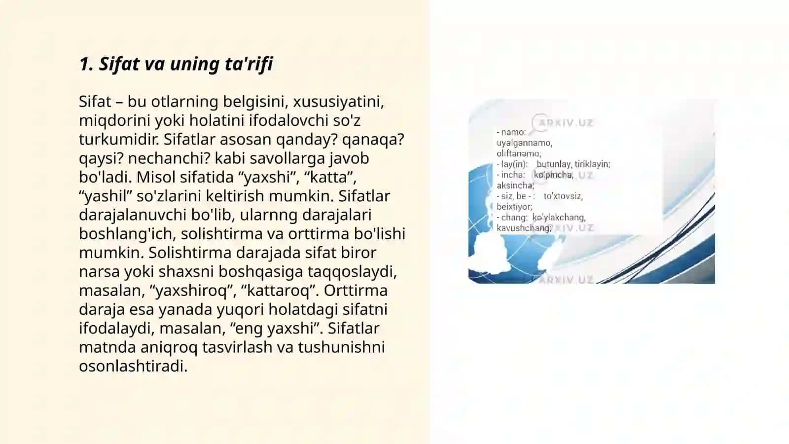 Sifat so'z turkumi 3