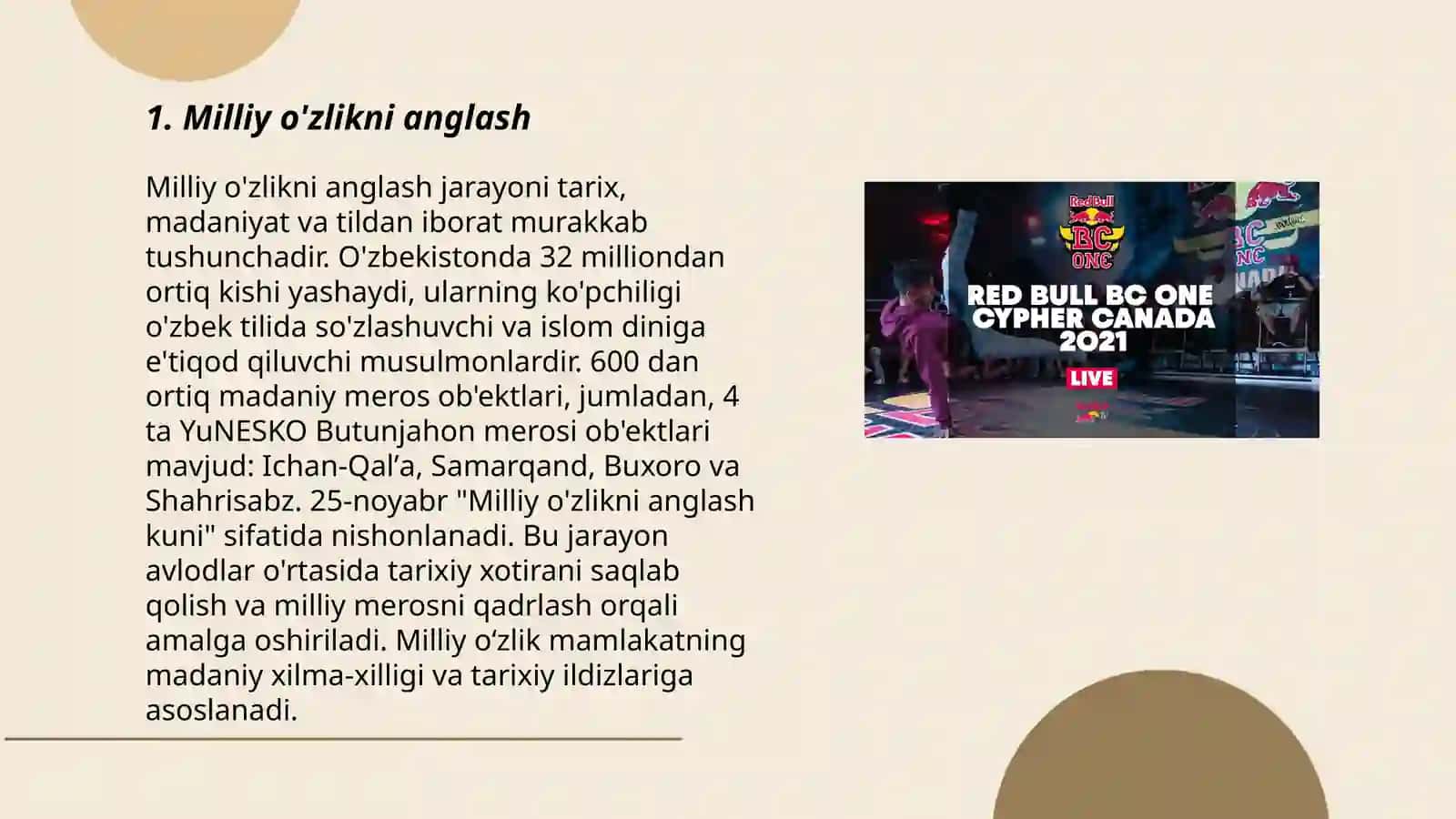 Milliy o'zlikni anglash 3