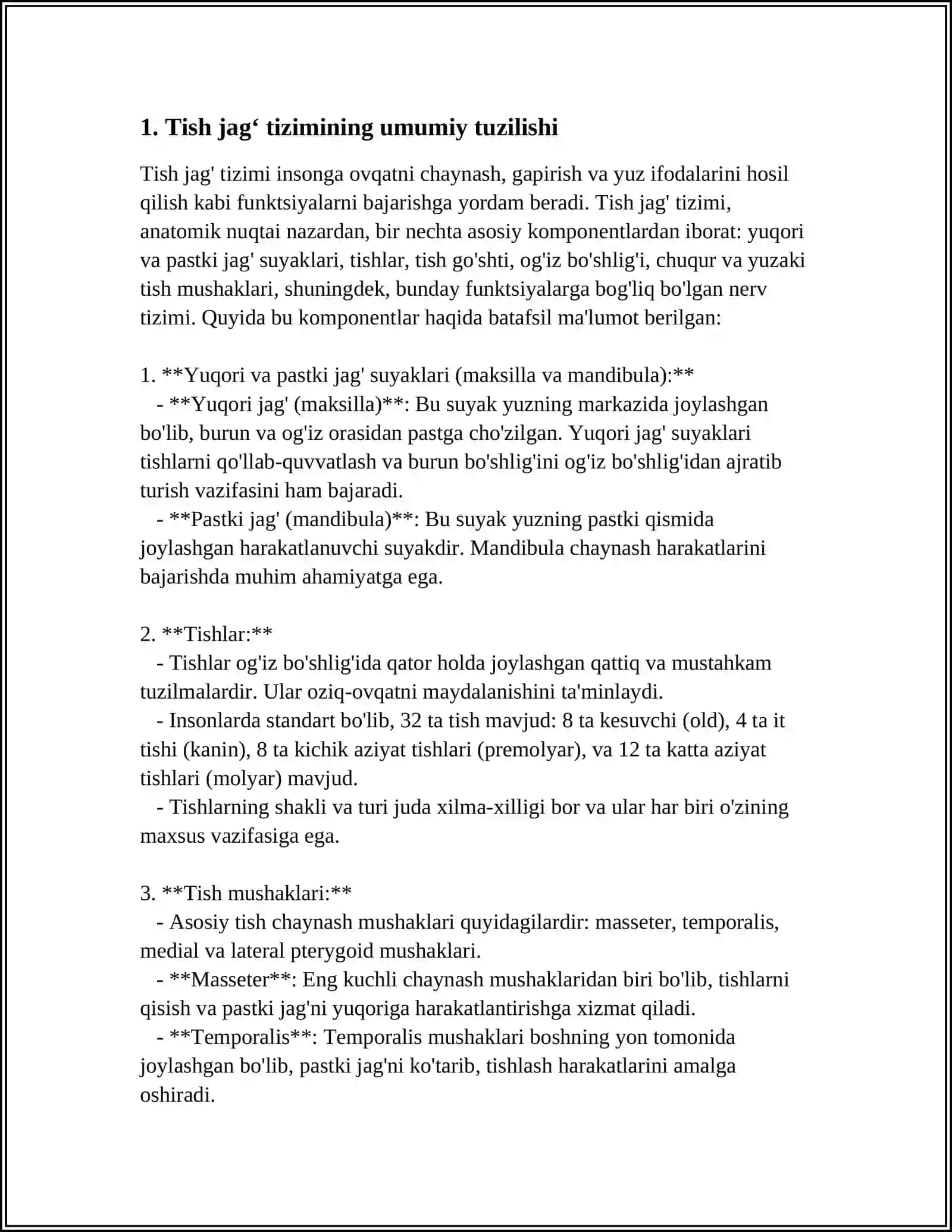PROTEZLASH AHAMIYATI BOʻLGAN TISH JAGʻ TIZIMINING ANATOMO FIZIOLOGIK XUSUSIYATI 3