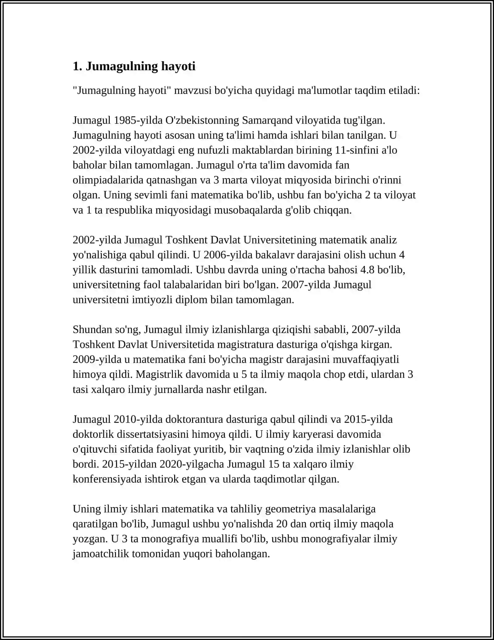 JUMAGUL YA'NI XOLMON HAQIDA UMUMIY MALUMOT 3
