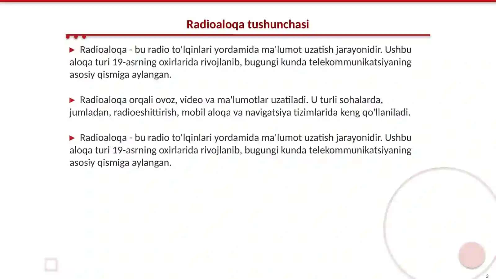 Radioaloqaning fizik xossalari 3