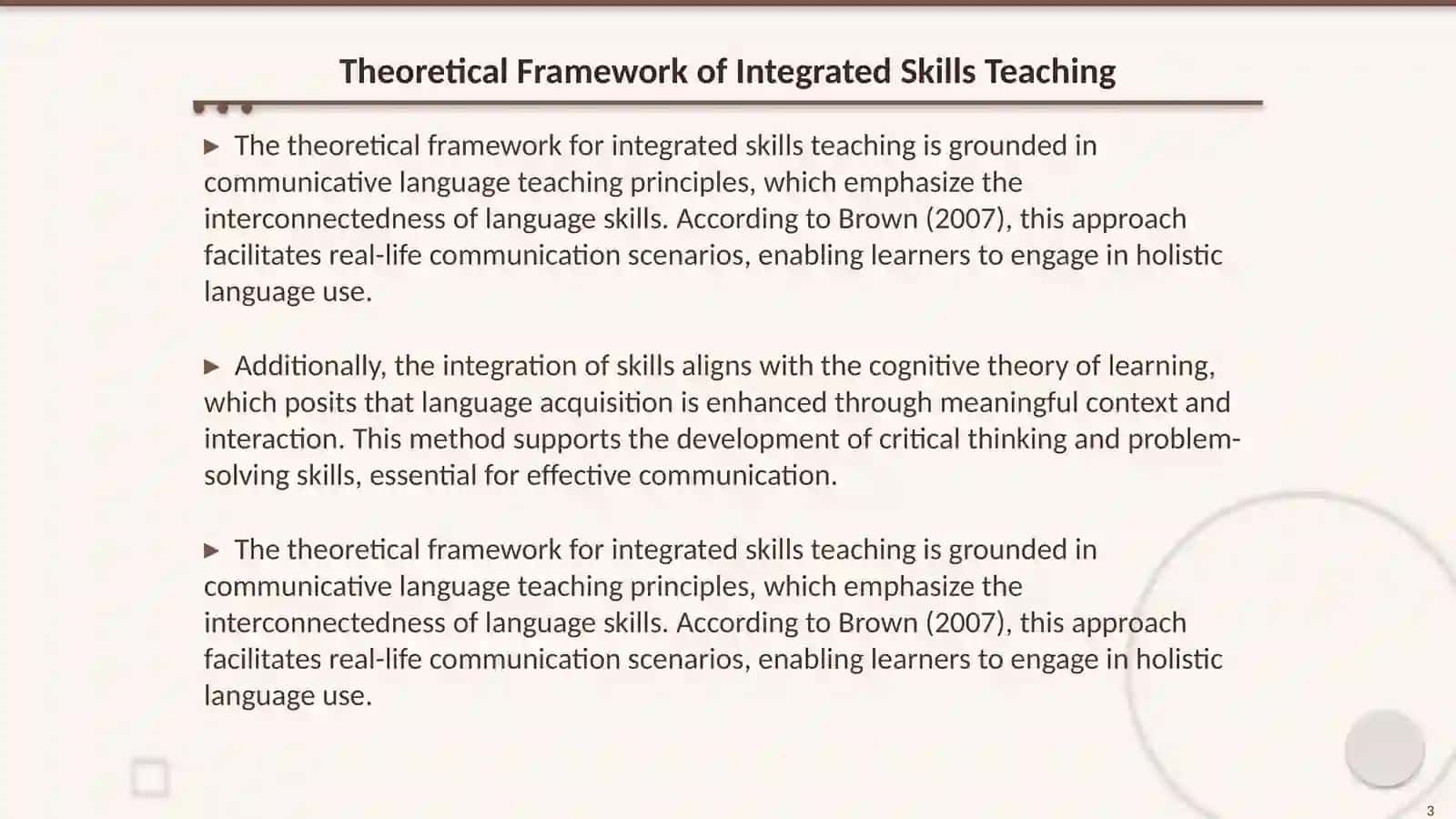 Integrated Skills Teaching: Balancing the Four Skills task ( reading,writing,speaking and listening) 3