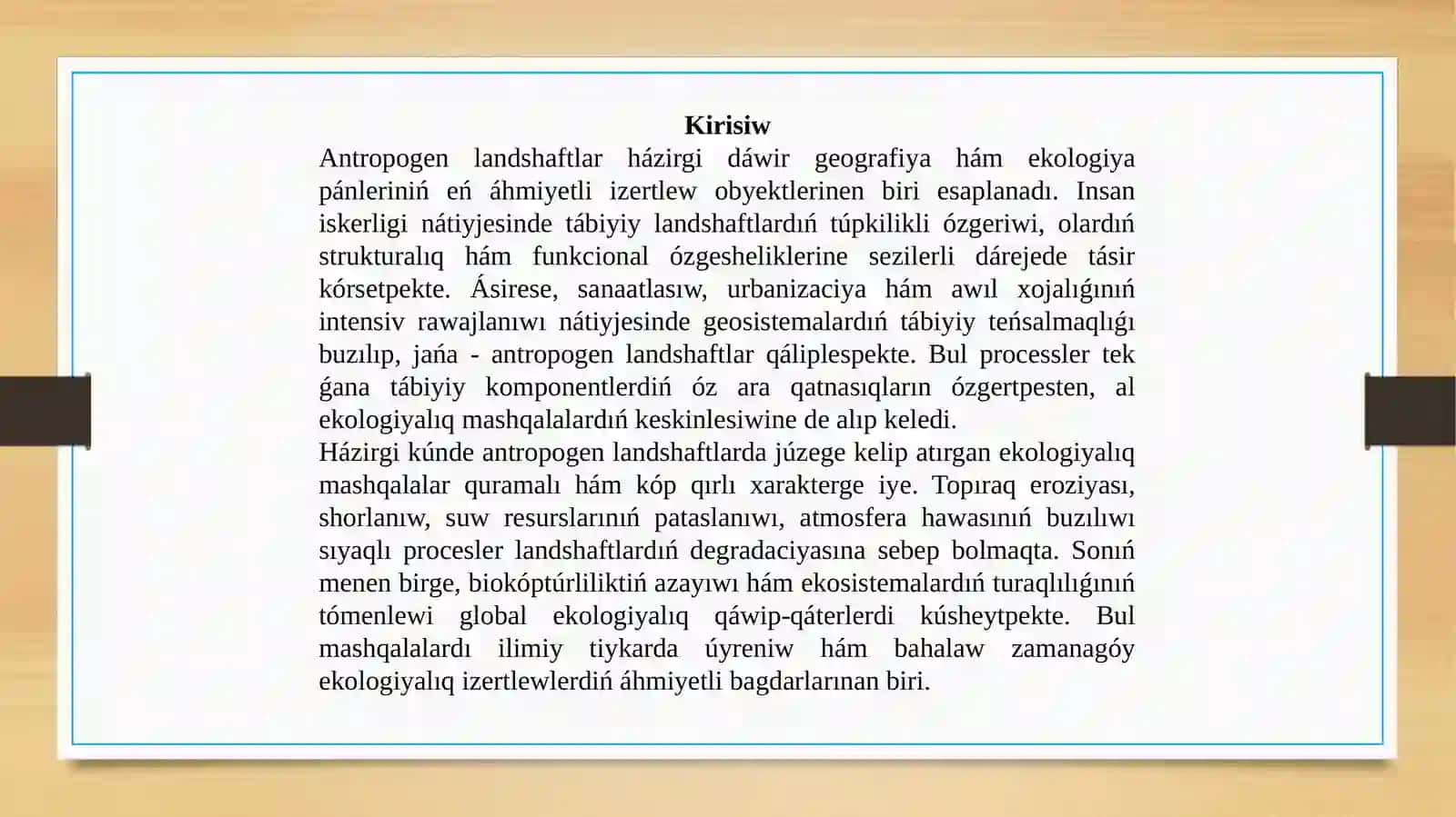 Antropogen landshaftlardıń ekologiyalıq mashqalaları 3