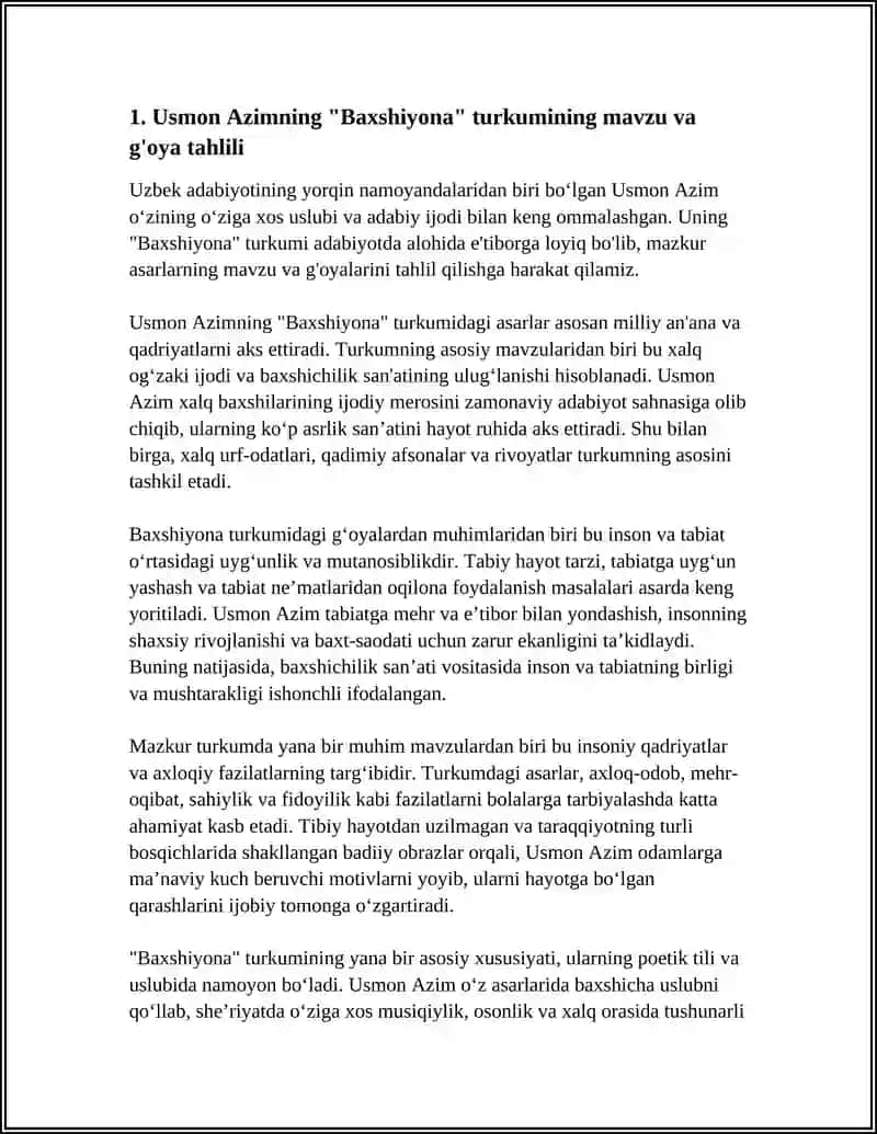 USMON AZIMNING"BAXSHIYONA"TURKUMI TAHLILI 3