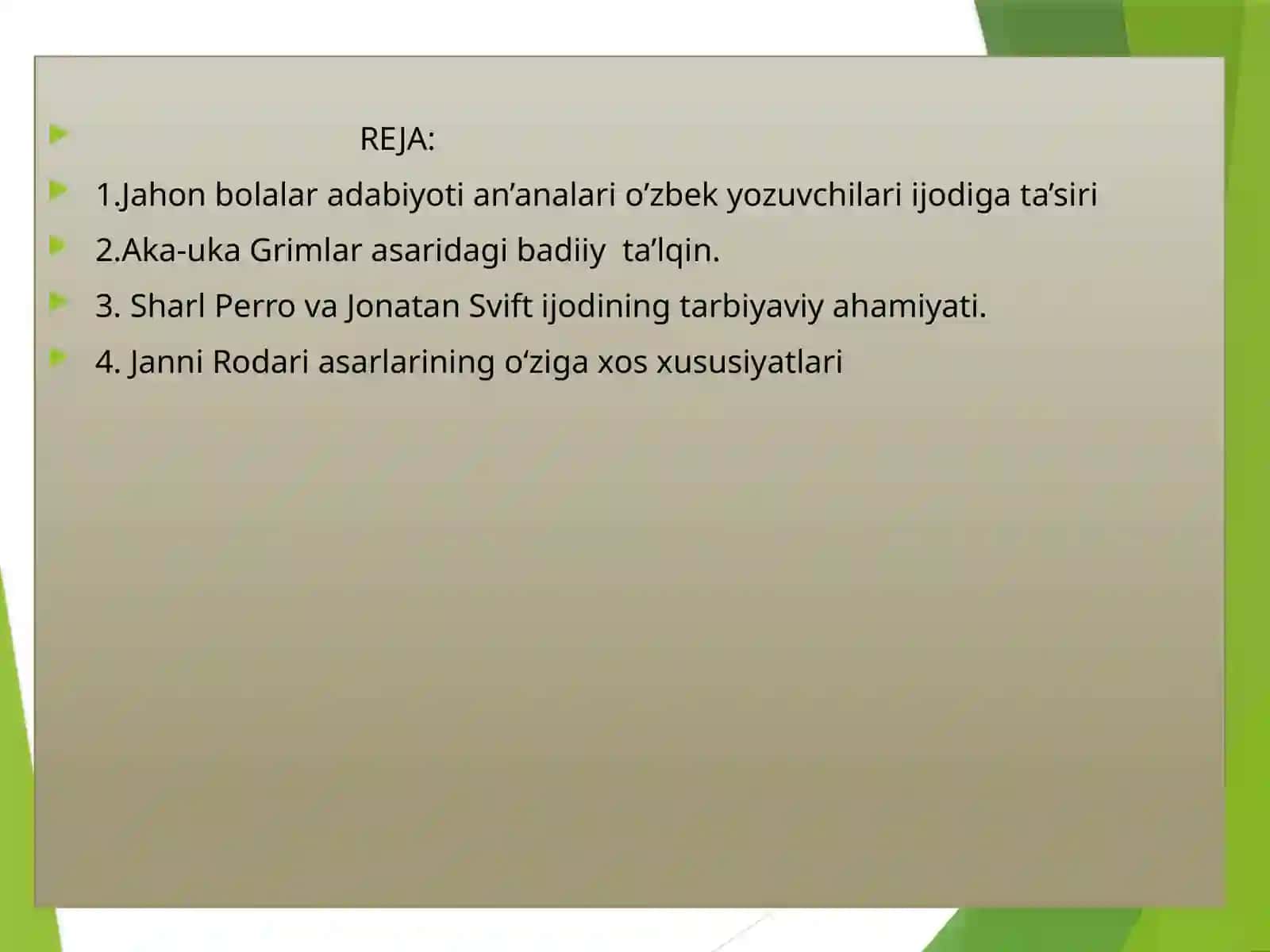 Chet el bolalar adabiyoti namoyondalari ijodi va uning yetakchi xususiyatlari 3