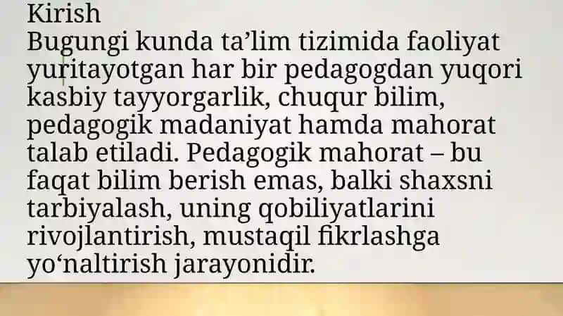 Pedagogik mahorat fani haqida tushuncha, fanning asosiy vazifalari hamda tarkibiy qismlari 3