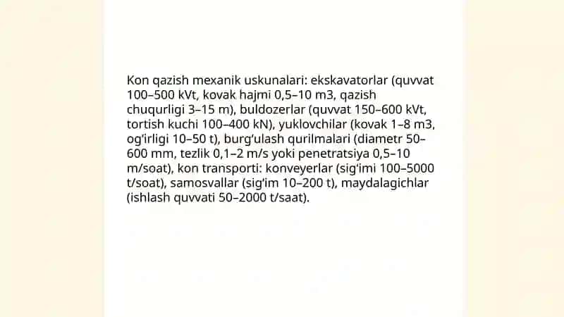 Kon qazishda mexanik uskunalar va ulardan foydalanish 3
