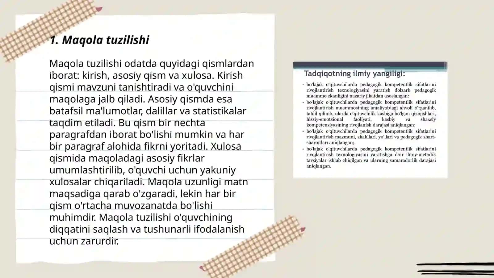 Maqola, uslubiy tavsiya, qo'llanma tayyorlashga qo'yiladigan talablar 3