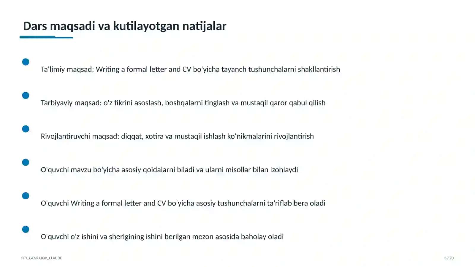 Writing a formal letter and CV (10-sinf) 3