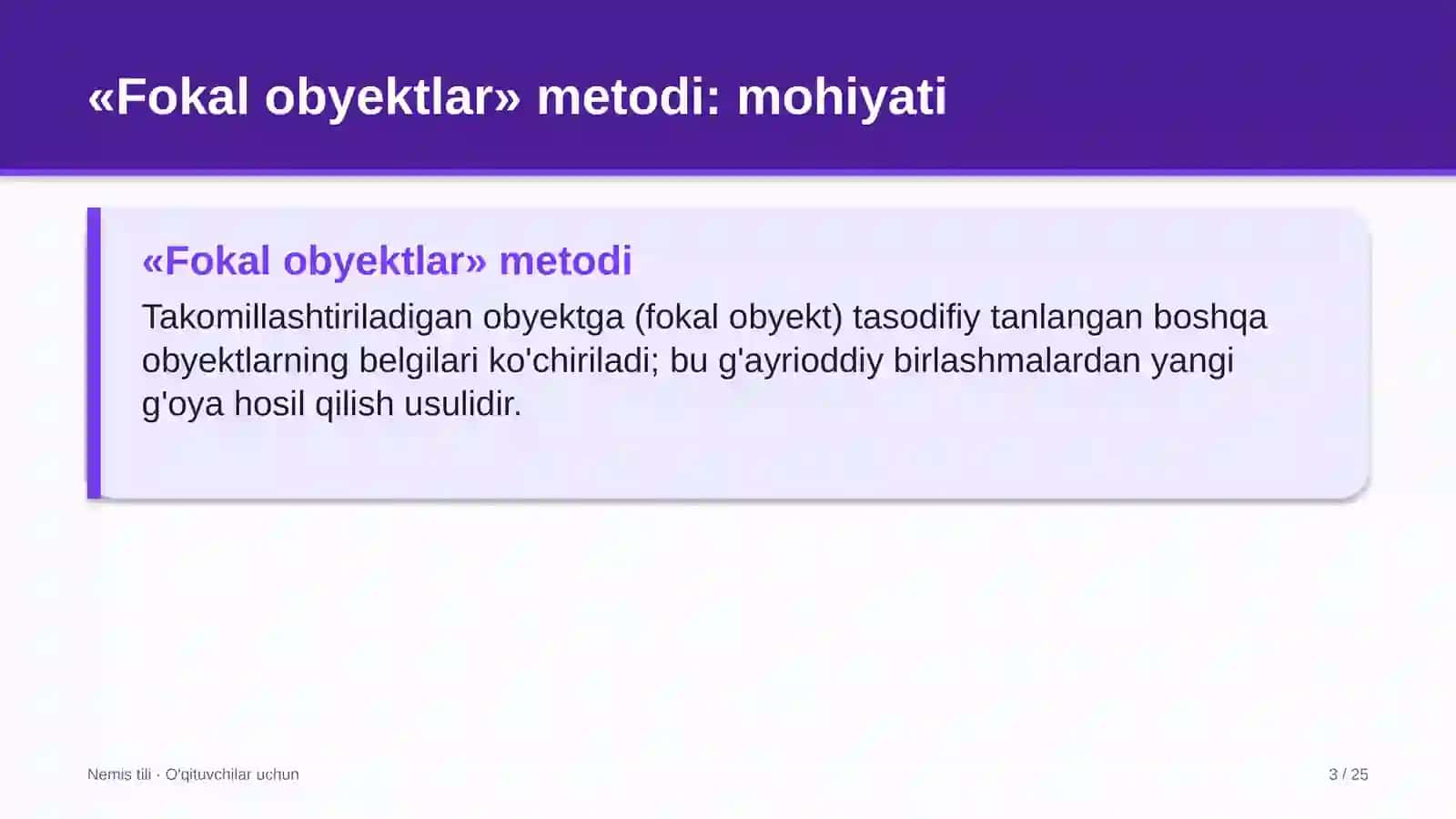 nemis tili darslarida fokal obyektlar metodidan foydalanish 8519 3