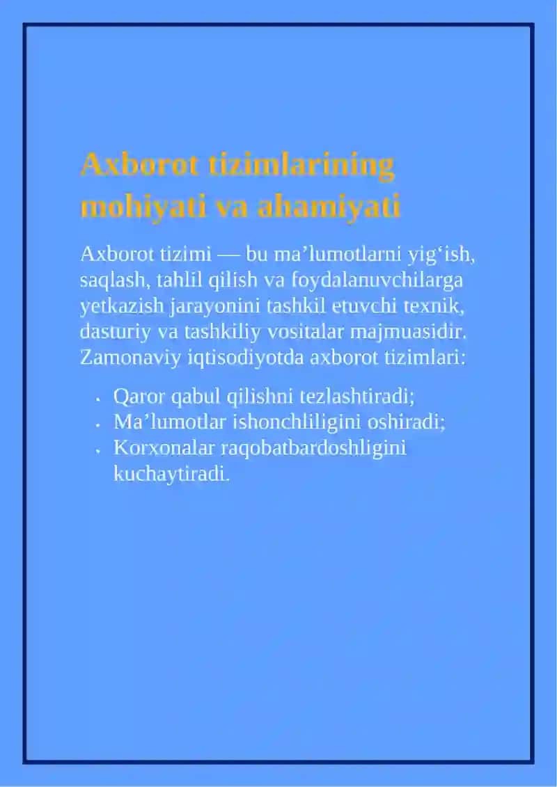 "Axborot tizimlarining iqtisodiy samaradorlikka ta’siri" 3