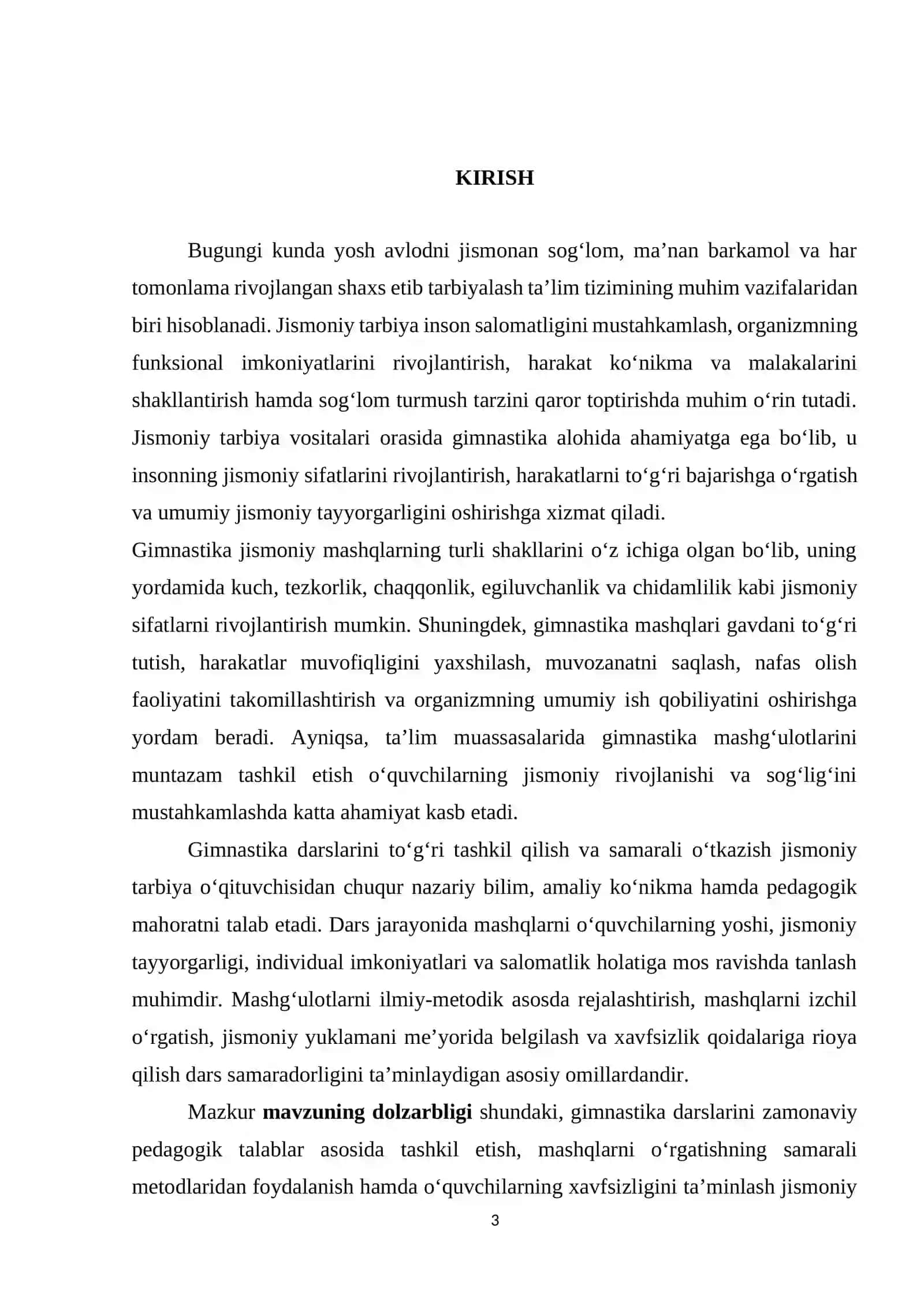 Gimnastika darslarni tashkil qilish va oʻtkazish 3