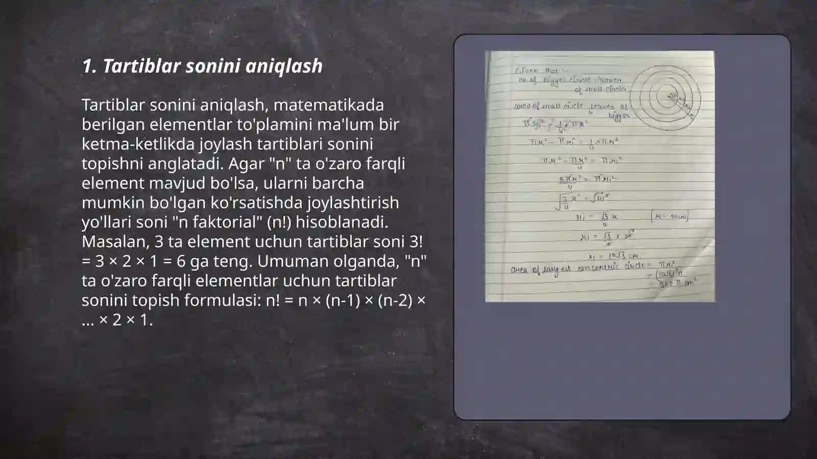 Kombinatorlika mavzusidagi formulalar yordamida yechiladigan masalalar tuzish 3