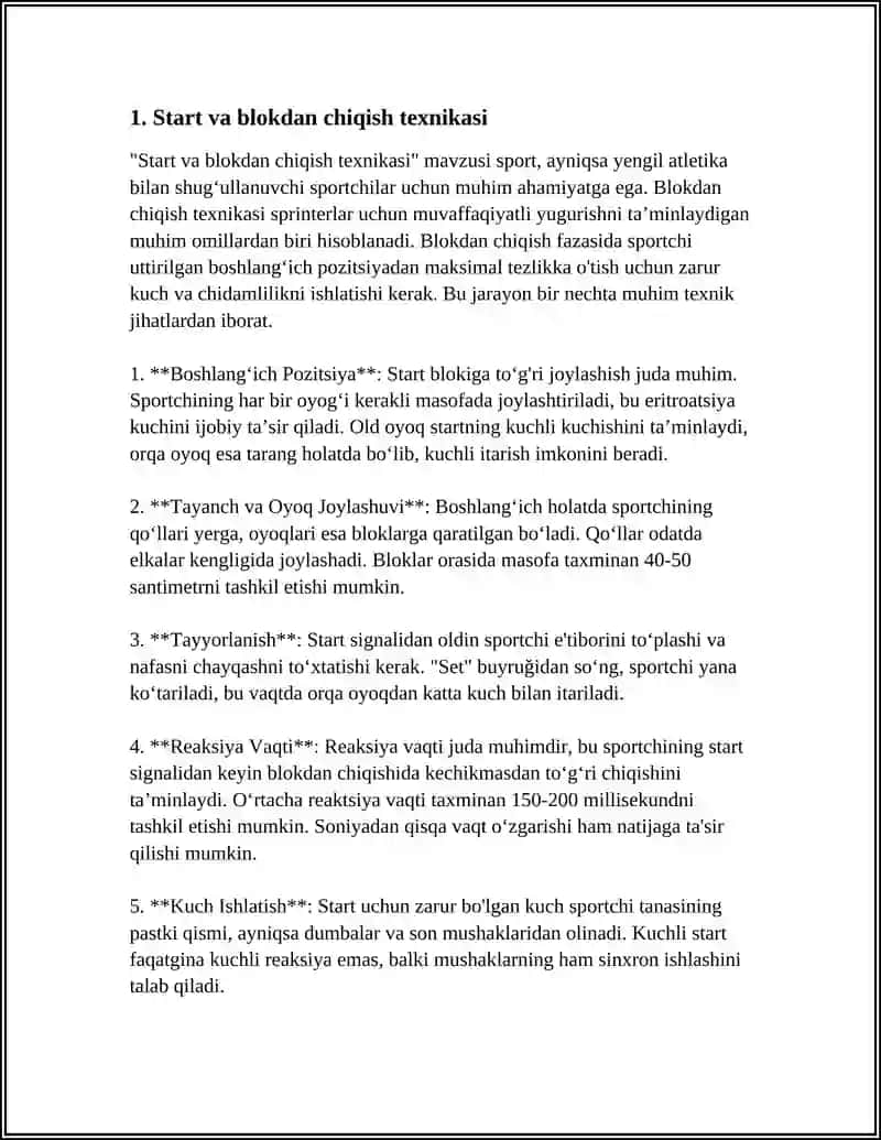 Start va blokdan chiqish texnikasi 3
