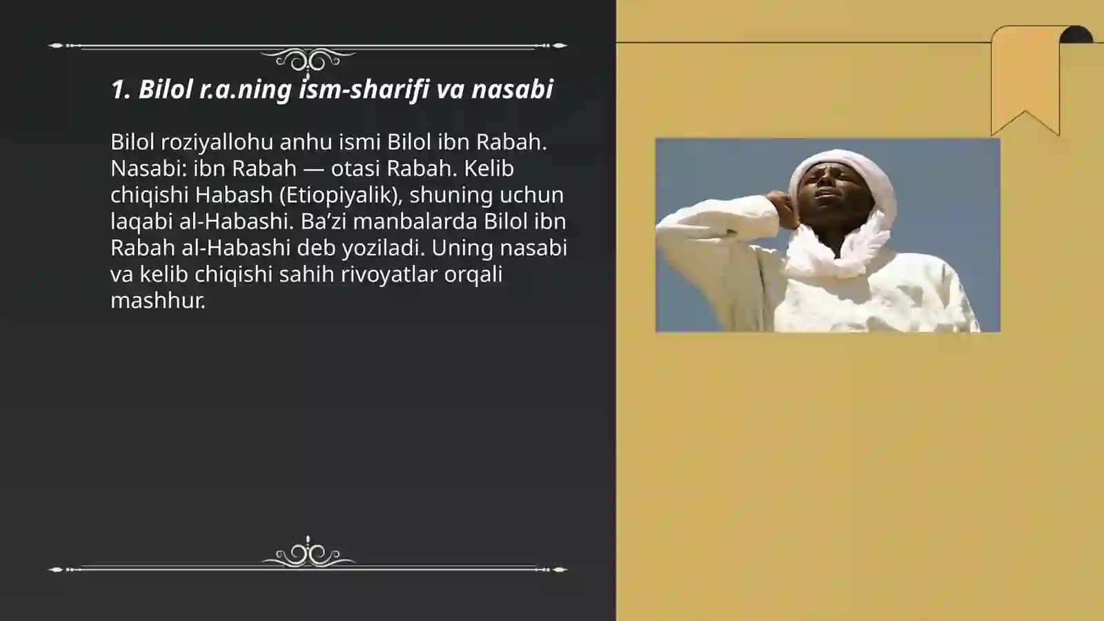 Bilol r.a.ning ism-sharifi va nasabi 3