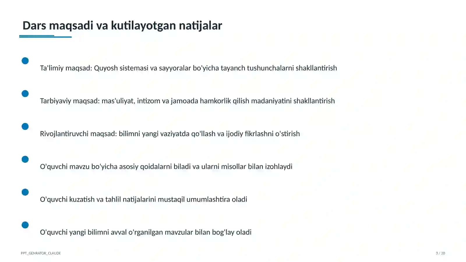 Quyosh sistemasi va sayyoralar (4-sinf) 3