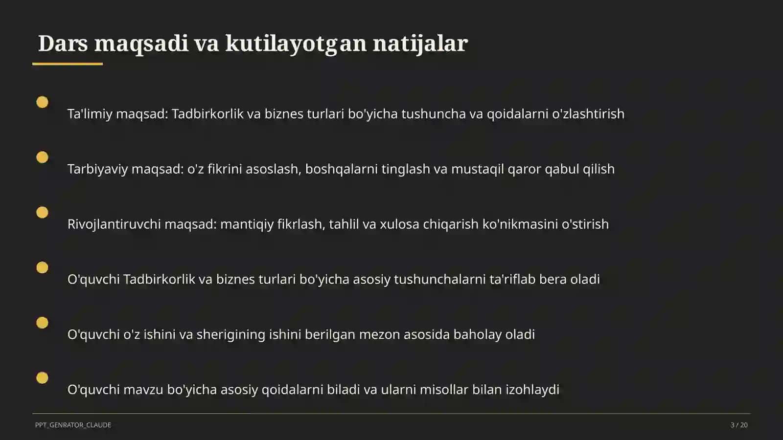Tadbirkorlik va biznes turlari (10-sinf) 3