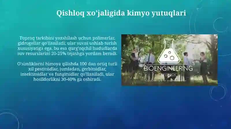 Kimyo fanining sanoat va xalq xoʻjaligi rivojidagi ahamiyati 3