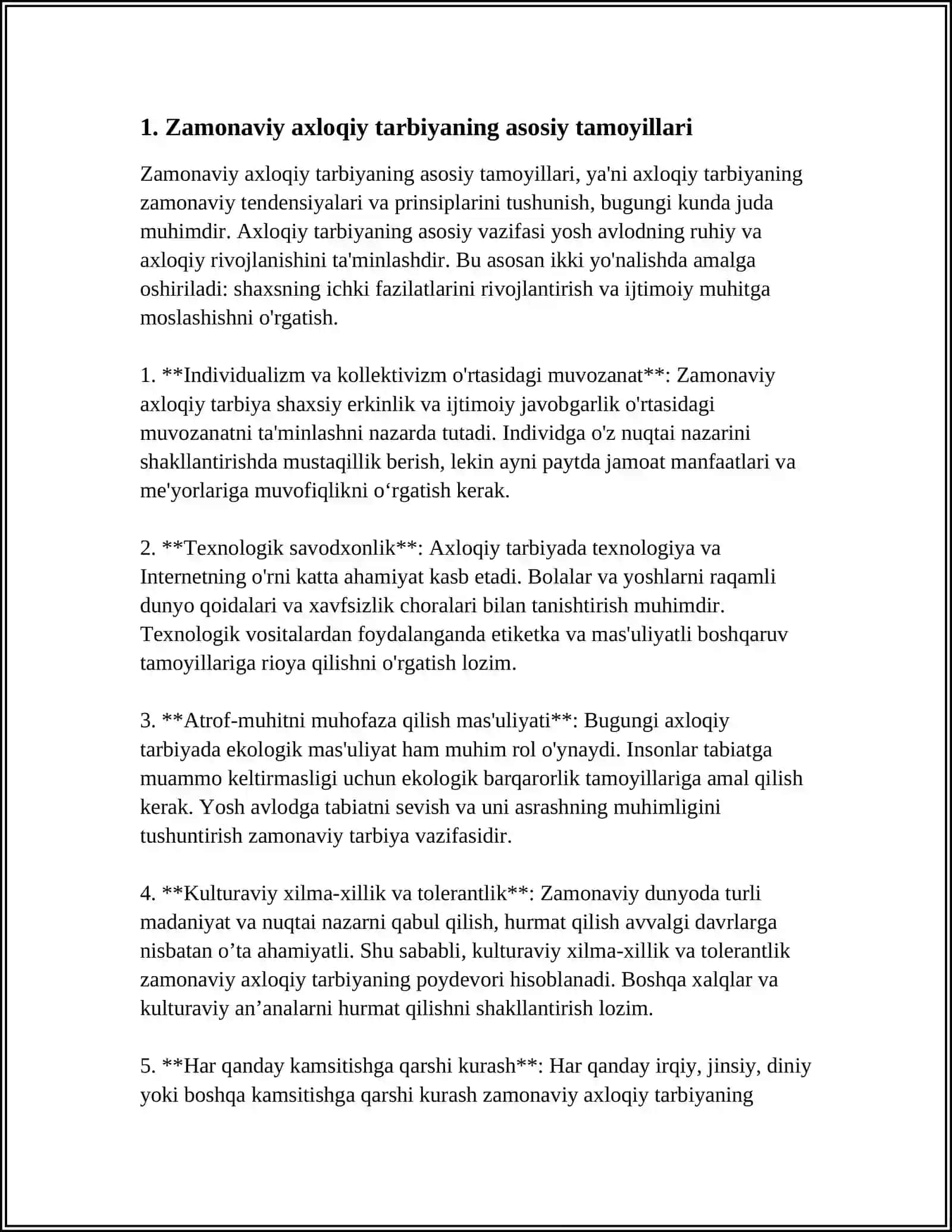 ZAMONAVIY AXLOQIY TARBIYANING YUTUQLARI VA KAMCHILIKLARI 3