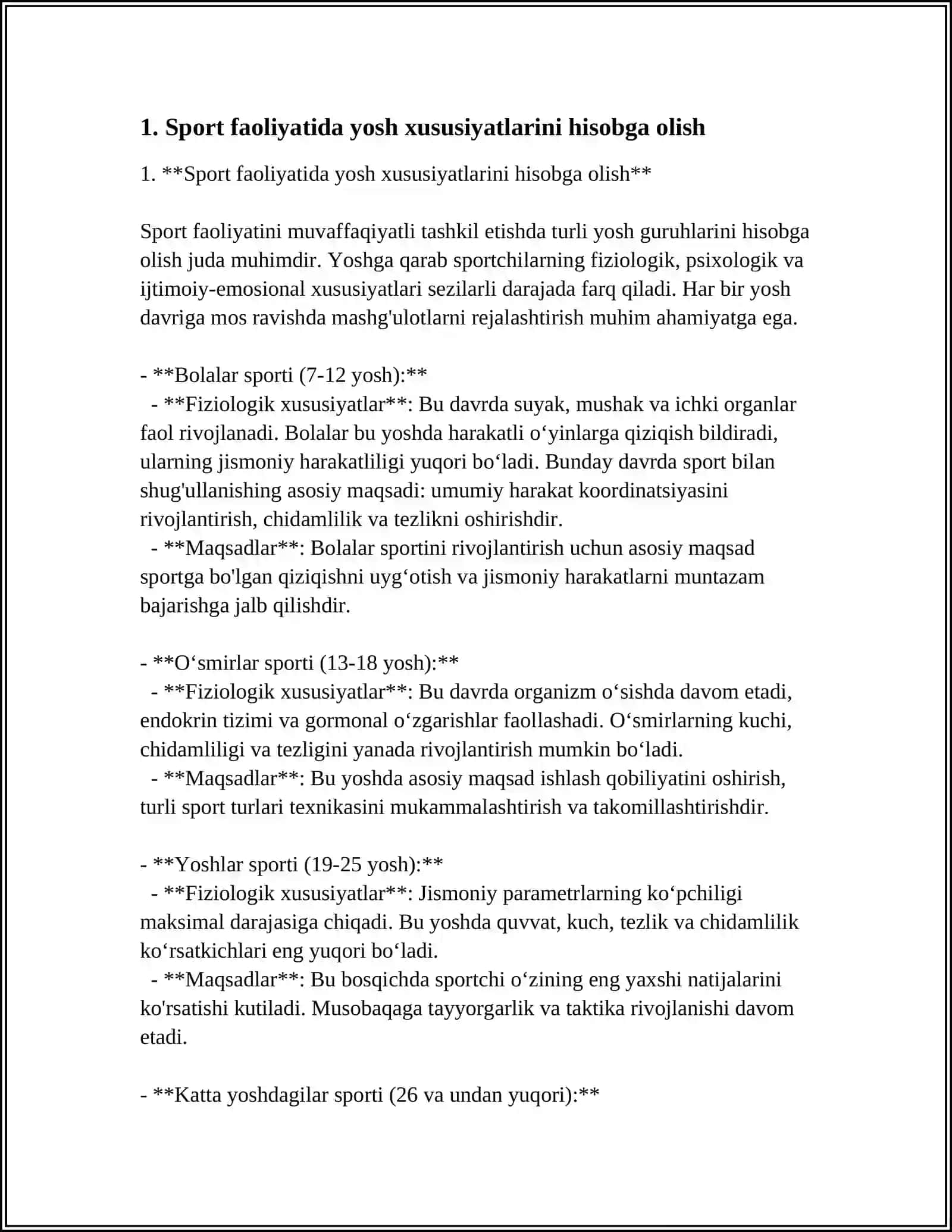 SPORT FAOLIYATI JARAYONIDA YOSH XUSUSIYATLARINI HISOBGA OLISH VA YOSHNI DAVRLARGA BO'LINISHI 3