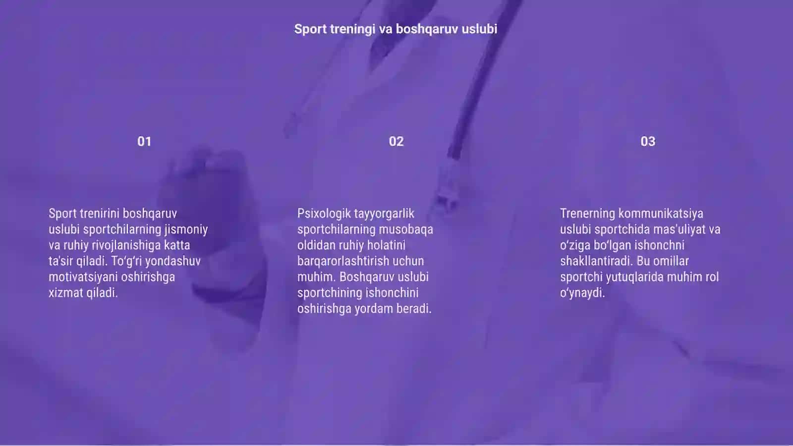 Sport trenirini boshqaruv uslubi va psixologik tayyorgarlikdagi ahamiyati 3