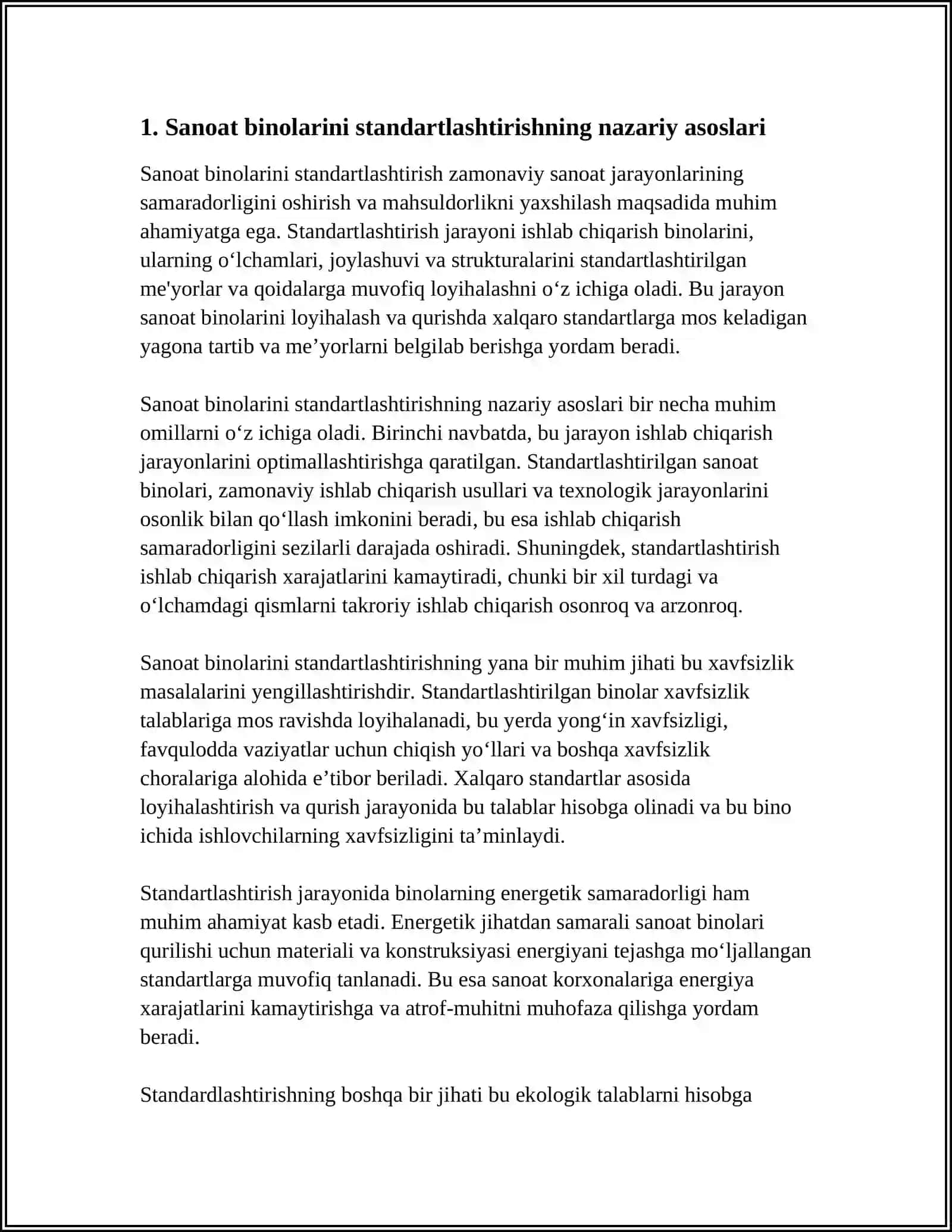 SANOAT BINOLARI VA KONSTRUKSIYALARINI BIRXILLASHTIRISH VA NAMUNAVIYLASHTIRISH 3