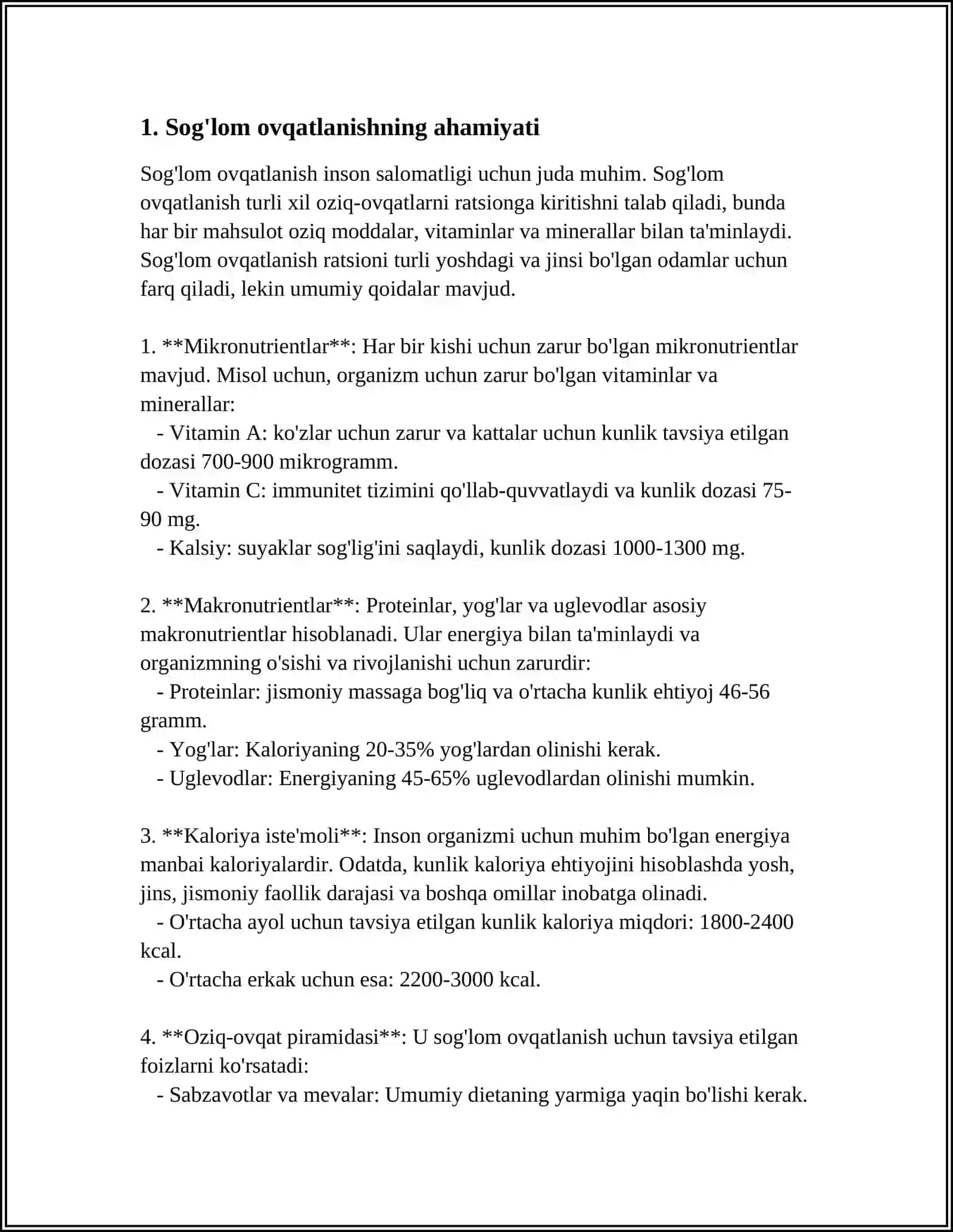 MUSTAQIL ISH Mavzu: SOGLOM TURMUSH TARZI VA UNING SALOMATLIGINI SHAKKILANTIRISHDAGI AHAMYATI 3