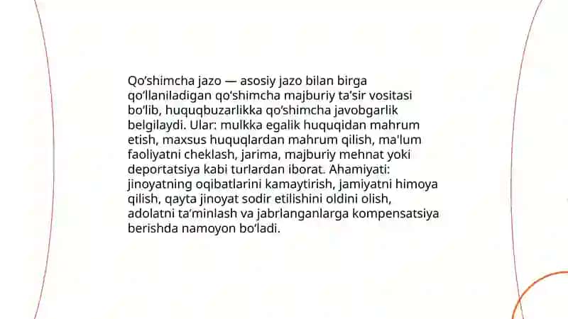 Qo’shimcha jazo tushunchasi ahamiyati 3