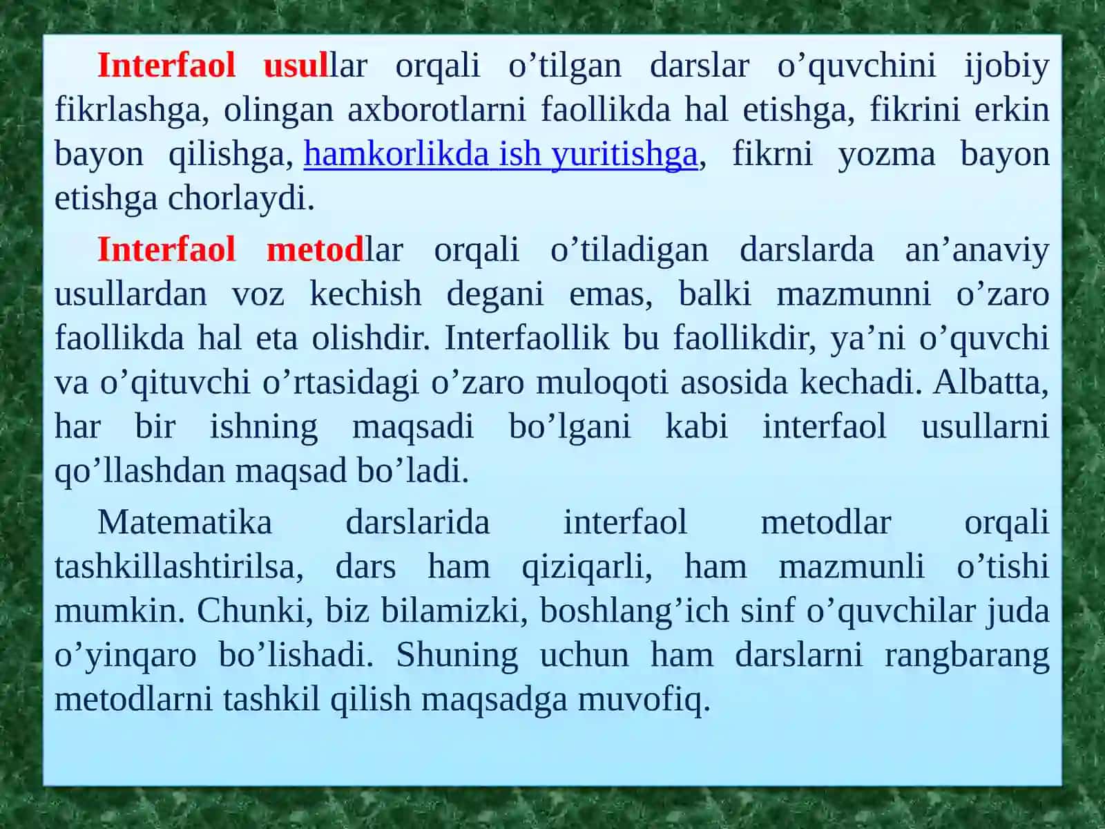 25-mavzu: Boshlang'ich sih fmatematika darslari daintefaol metodlardan foydalanish 3