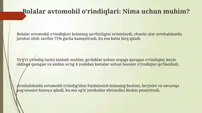 Bolalar avtomobil oʻrindiqlari: Nima uchun muhim? 3