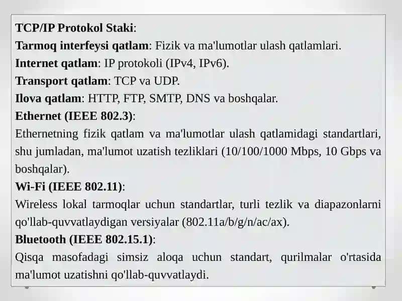 Kompyutertarmoqlarining standartlari 3