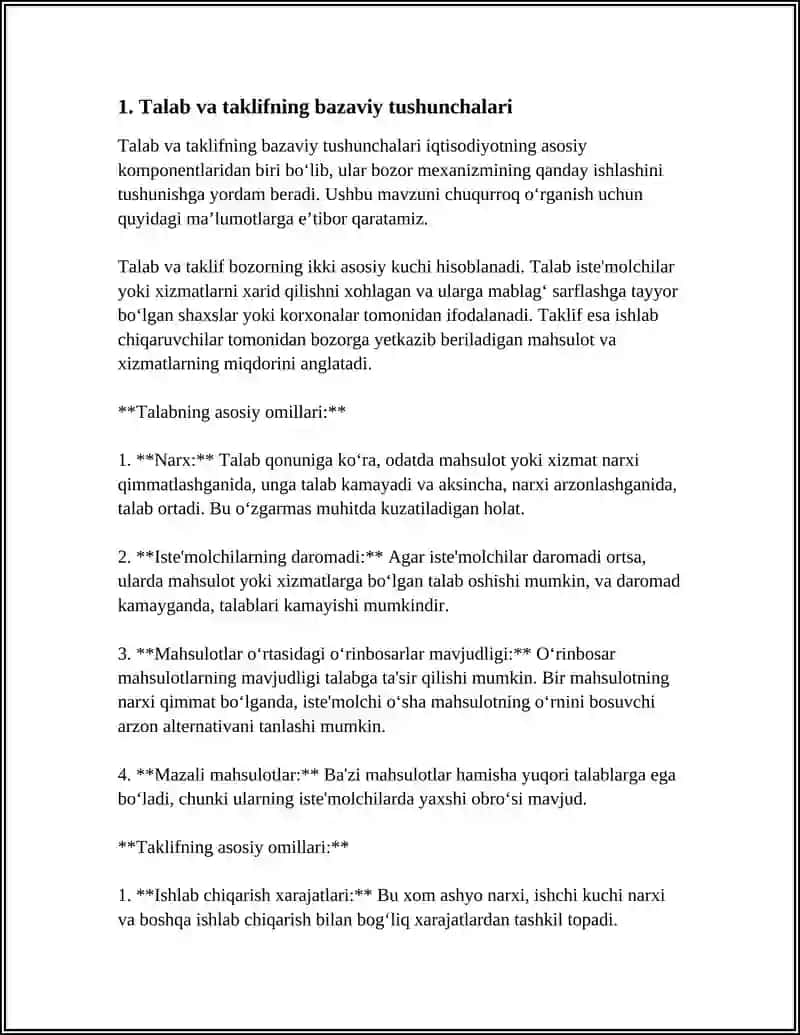 TALAB VA TAKLIFNING IQTISODIYOTDAGI ROLI 3