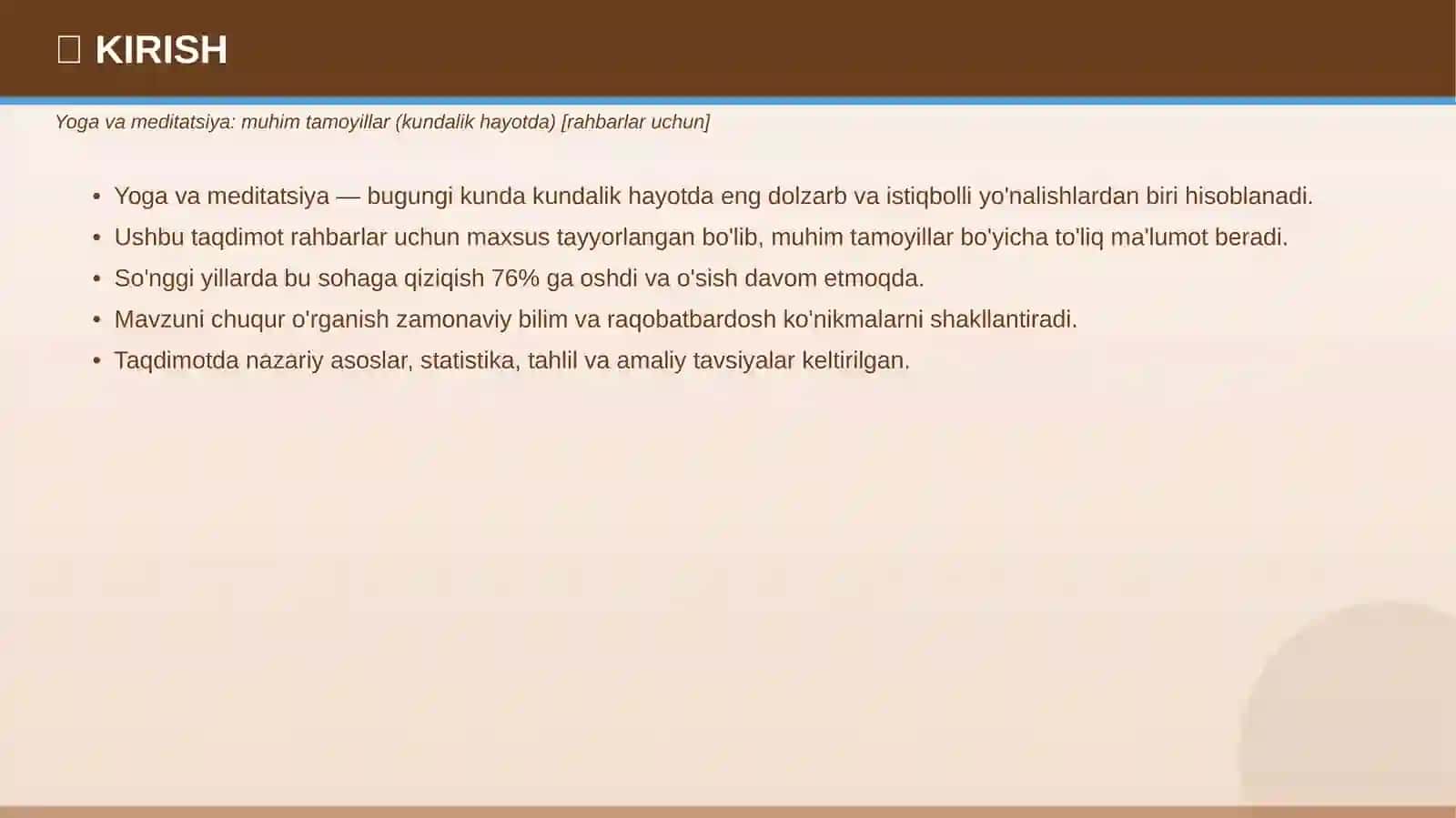 Yoga va meditatsiya: muhim tamoyillar (kundalik hayotda) [rahbarlar uchun] 3