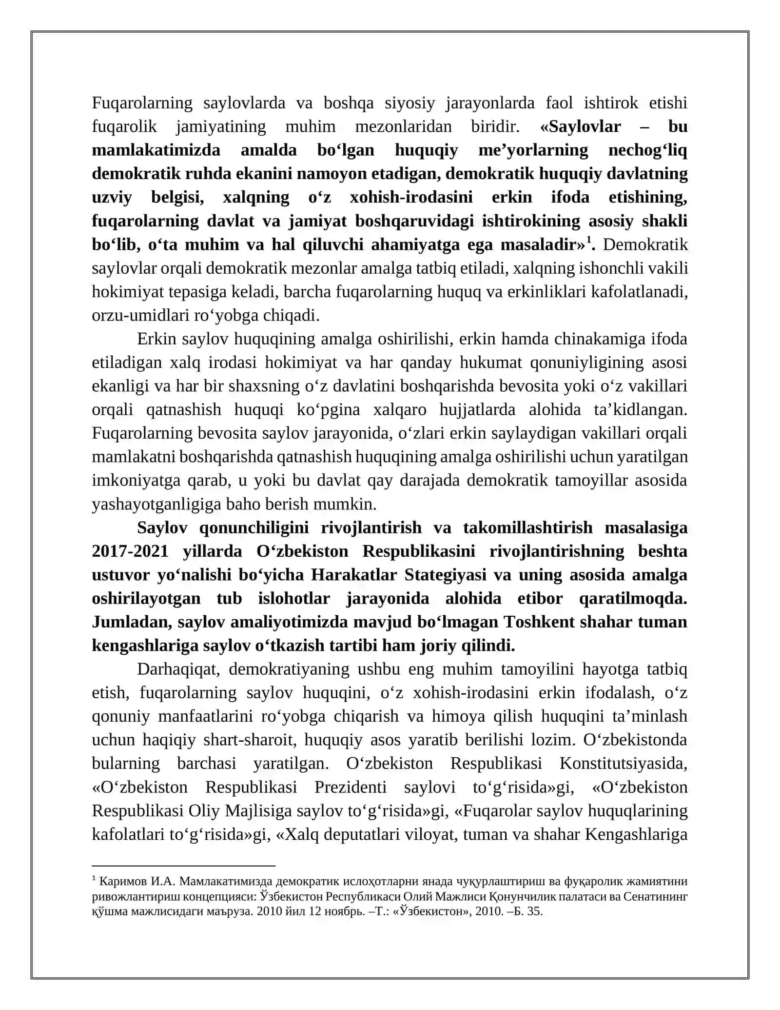 SAYLOV HUQUQI ERKINLIGI – FUQAROLIK JAMIYATINING SHARTI 3