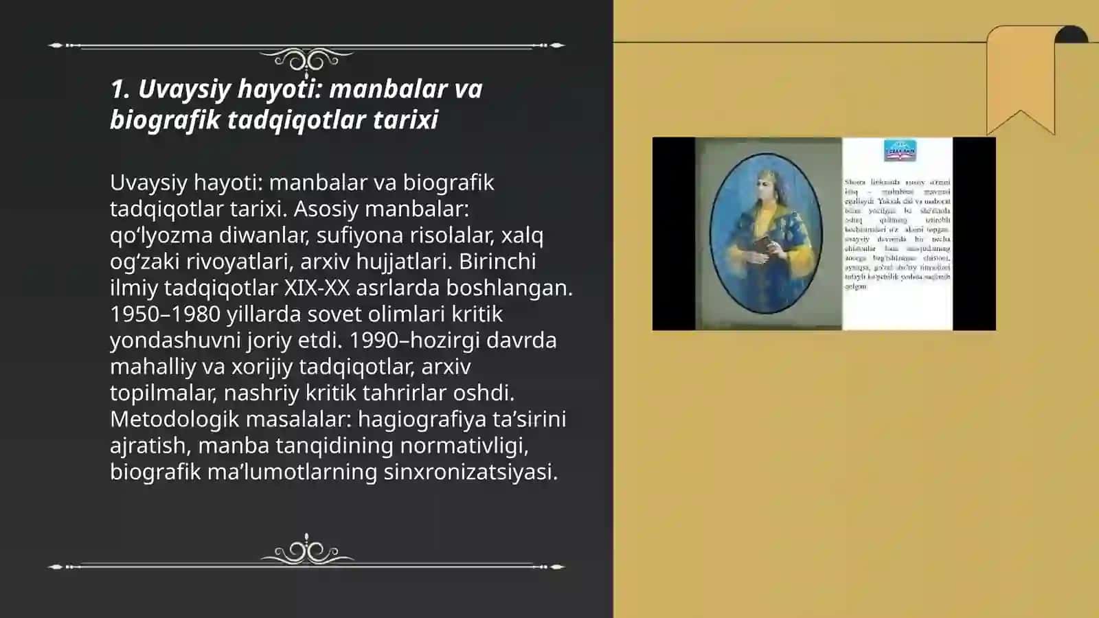 Uvaysiy hayoti va ijodining oʻrganilish tarixi va shoir mahorati 3