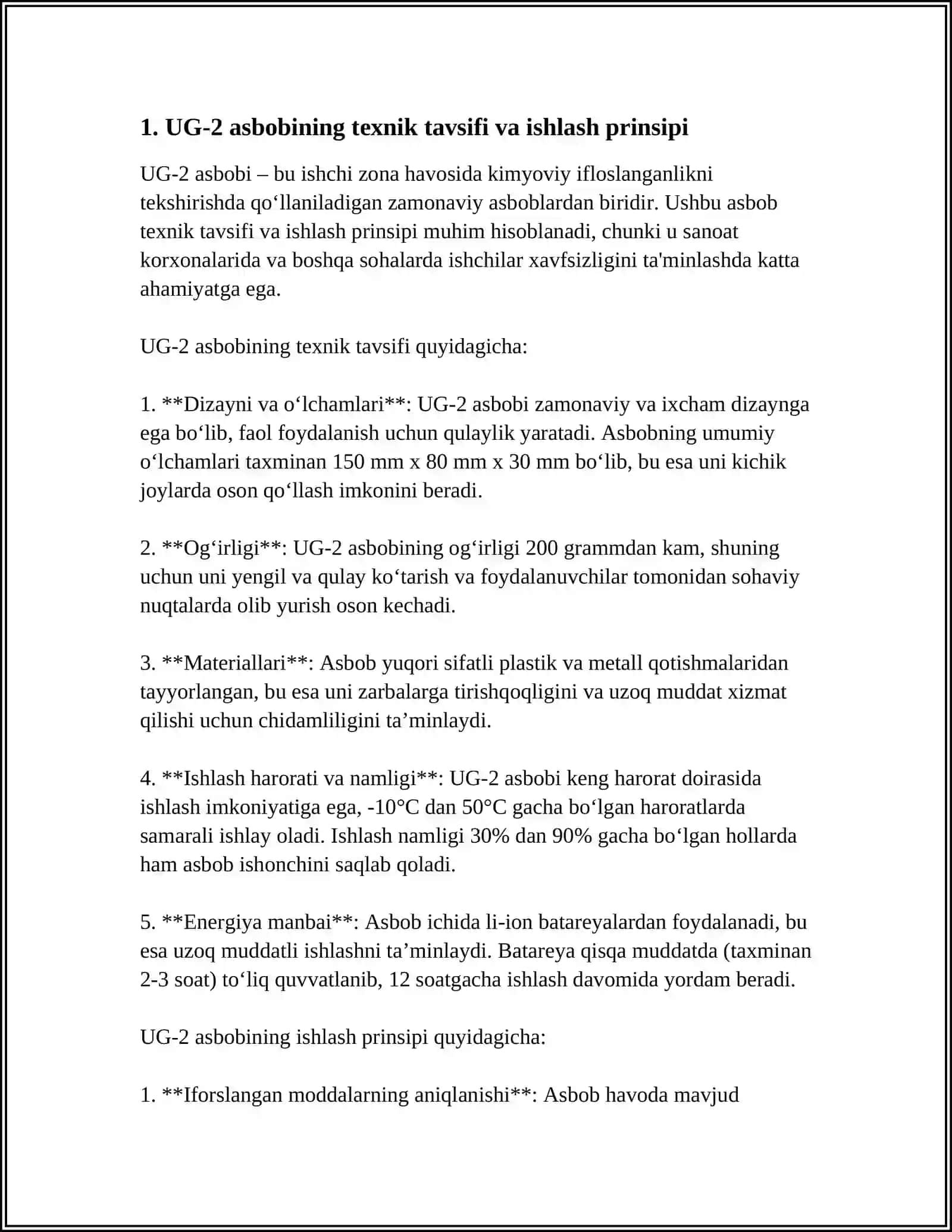 UG-2 ASBOBI YORDAMIDA ISHCHI ZONA HAVOSIDA KIMYOVIY IFLOSLANGANLIKNI TEKSHIRISH 3