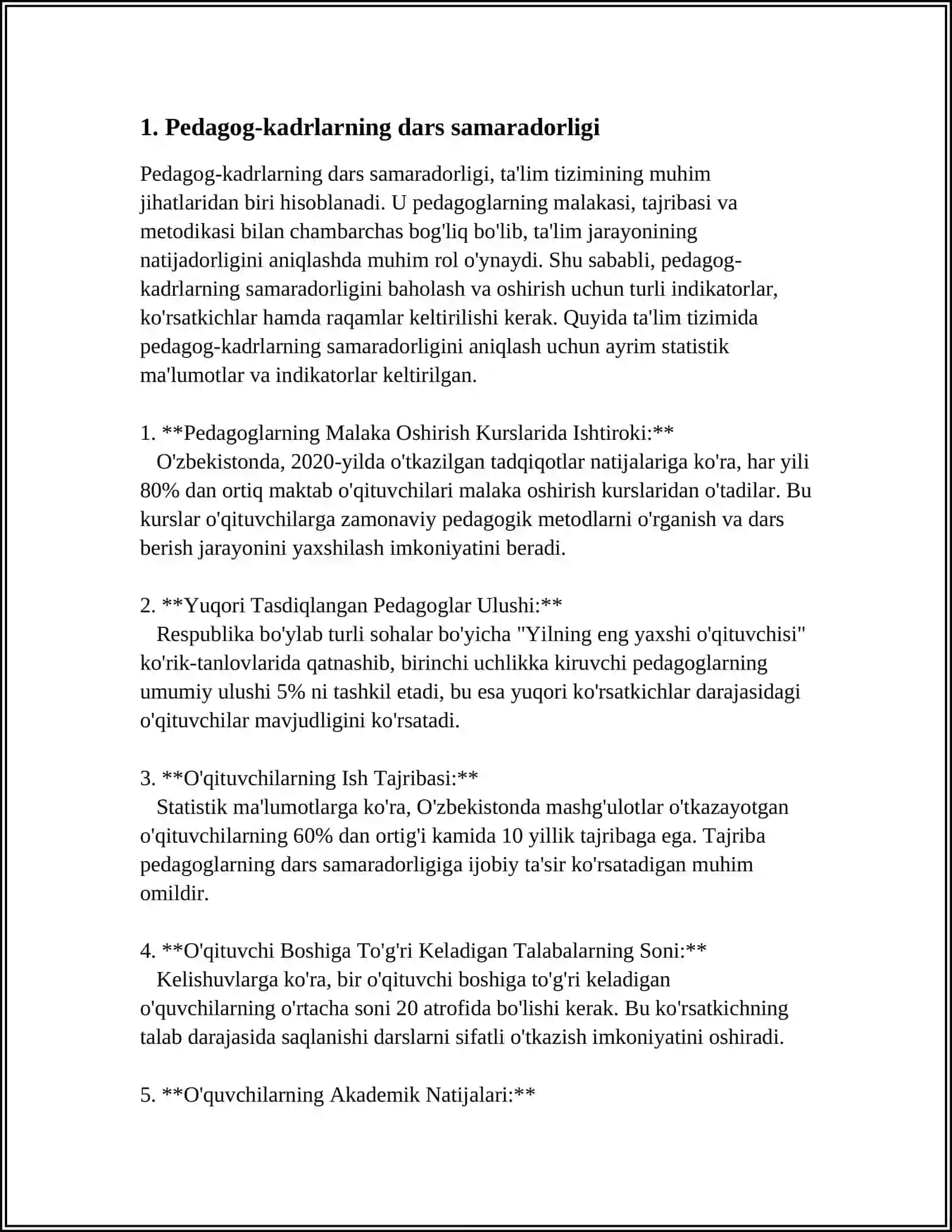 OLIY TA'LIM MUASSASALARI PEDAGOG - KADRLARINING FAOLIYATINI BAHOLASH MEZONLARI 3