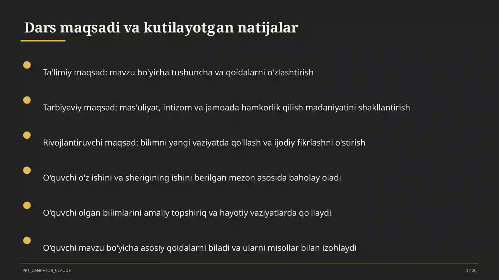 O'zbek milliy taomlari tayyorlash texnologiyasi (6-sinf) 3