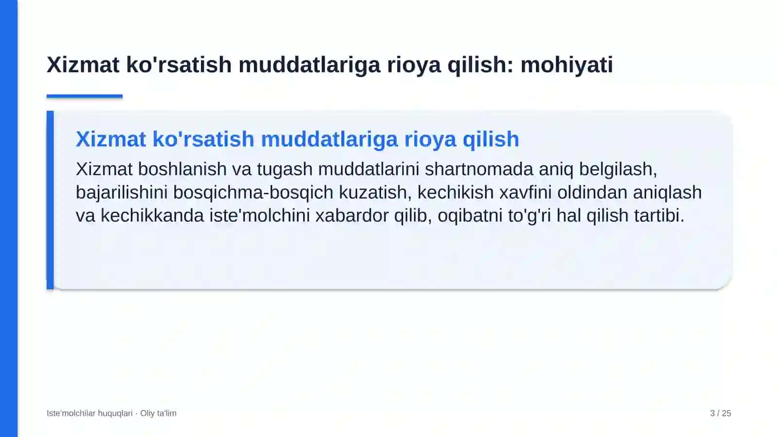 yuk tashish kompaniyalarida xizmat ko'rsatish muddatlariga rioya qilishni ta'minlash 7218 3