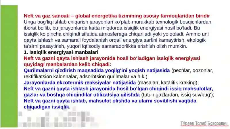 NEFT-GAZ SANOATIDA ENERGIYA TEJAMKOR TEXNOLOGIYALAR 3