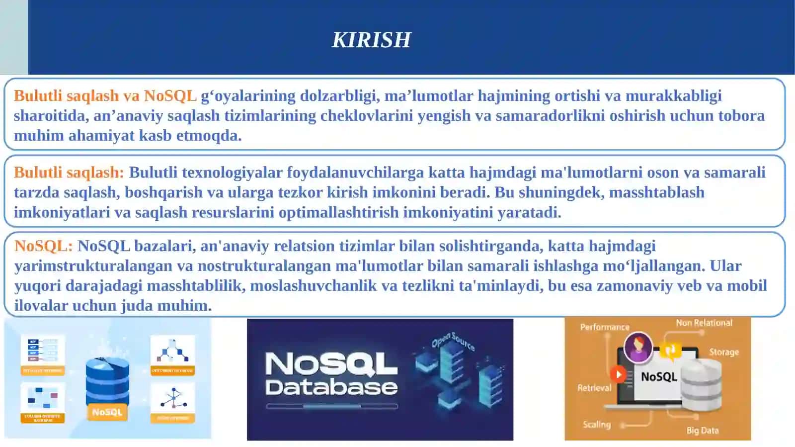 Bulutli hisoblashda tezkorlik va samaradorlik. NoSQL ma’lumotlar bazasi 3