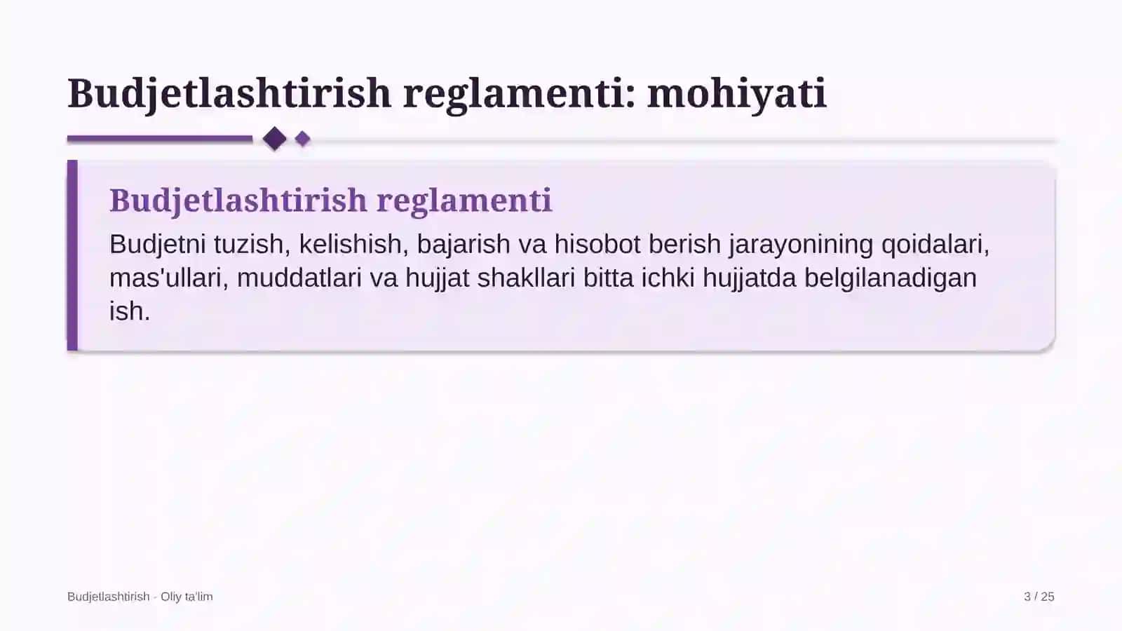 Davlat qo'riqxonalarida budjetlashtirish reglamentini ishlab chiqish 3