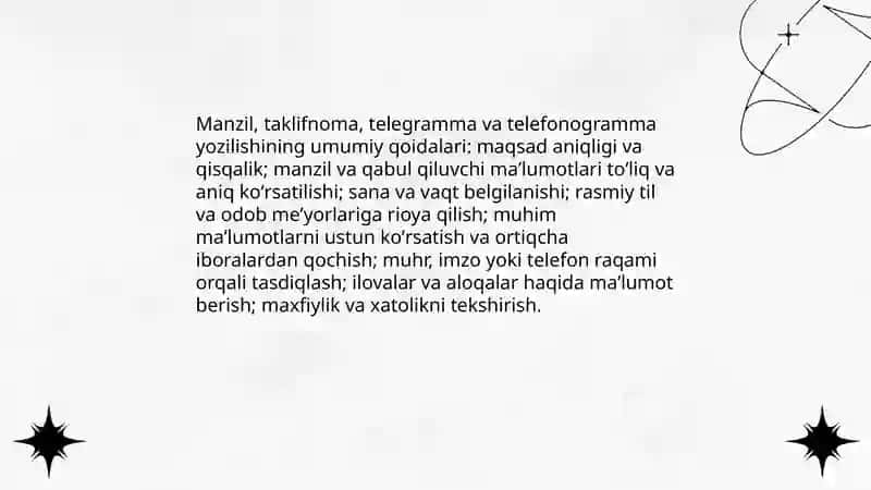Manzil taklifnoma telegramma telefonogrammaning yozilish tartibi 3