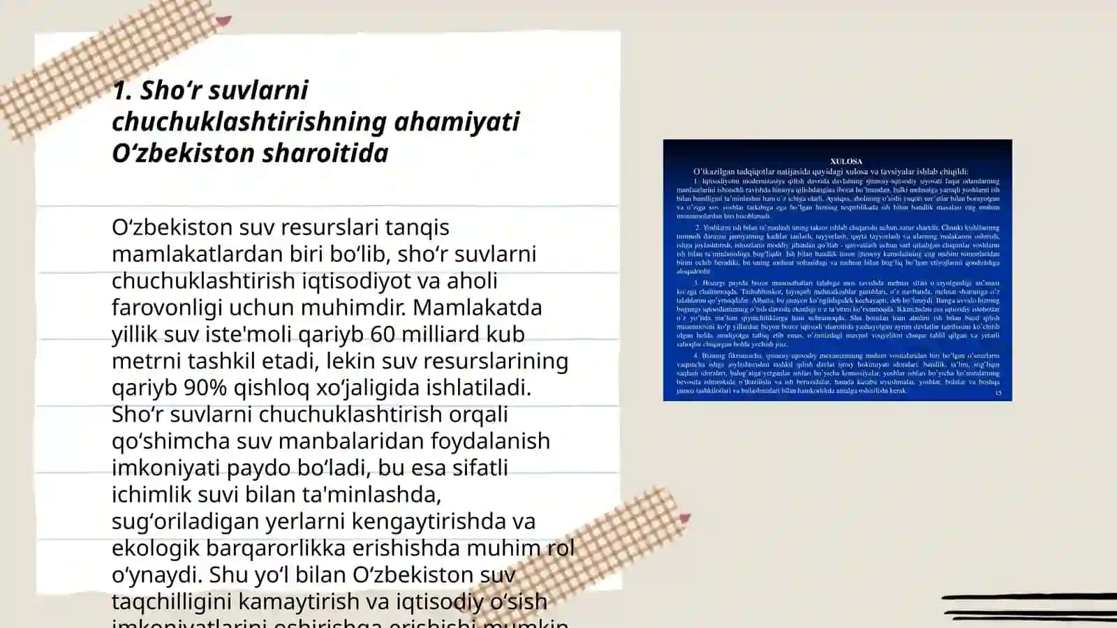 Oʻzbekiston sharoitida shoʻr suvlarni chuchuklashtirish gʻoyasini yaratish 3