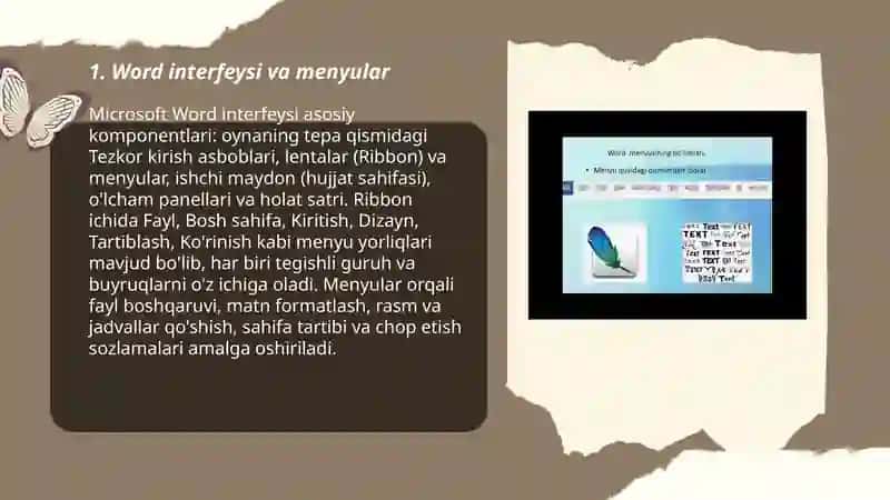 Microsoft Word interfeysi va menyular 3